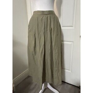 DKNY Womens Green Pleated Cotton Skirt With Side Pockets Size Small